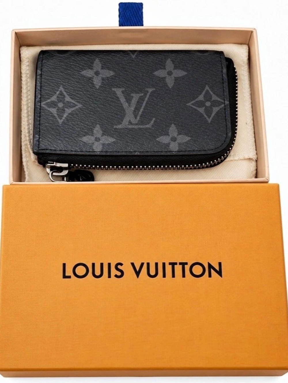 Louis Vuitton Zippy Coin Purse Vertical Wallet Black & Gray